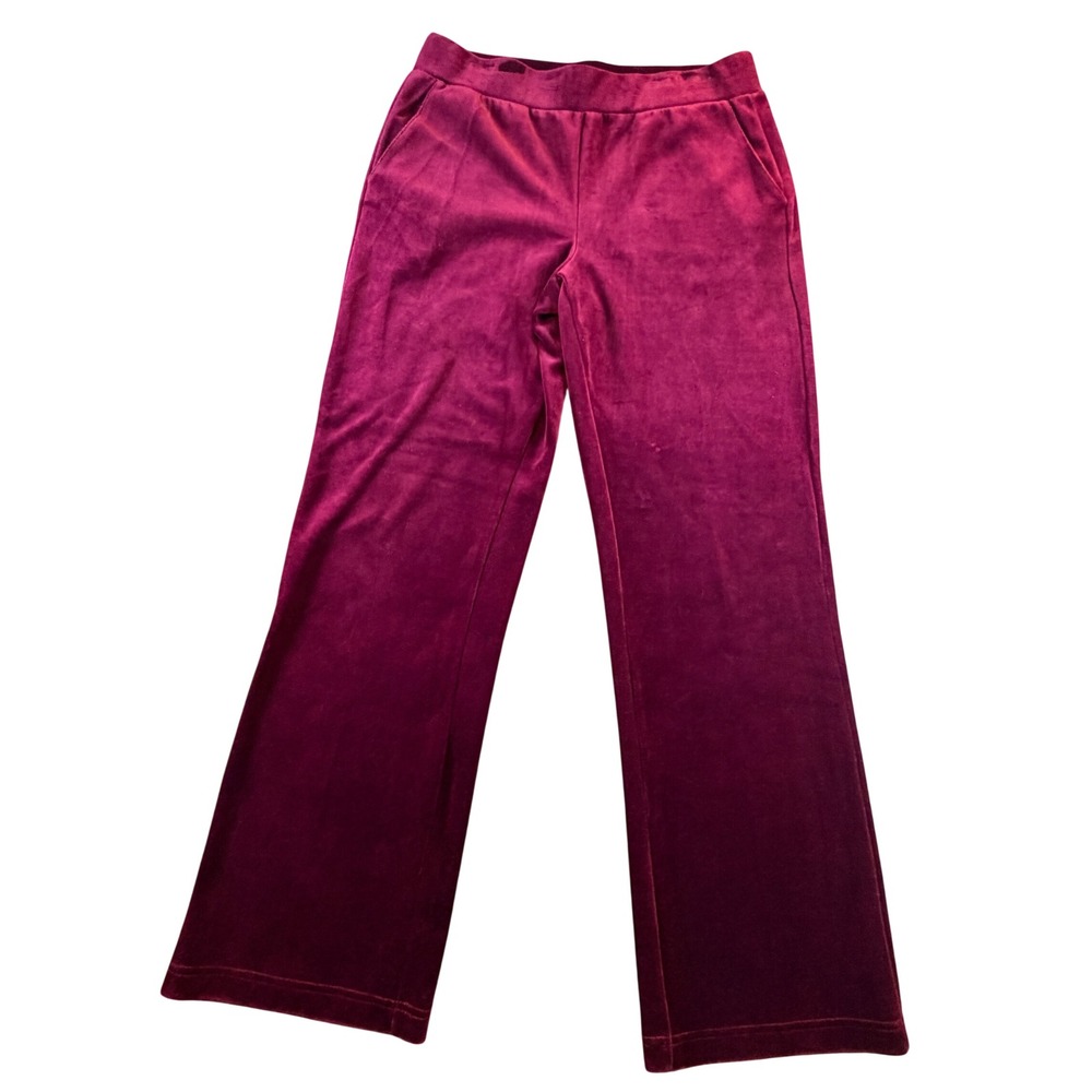 Lauren Ralph Lauren Petite Burgundy Velvet Wide Leg Lounge Pants PS Wine